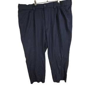 Oak Hill Khaki Chino Dress Pants Mens 44x28 Blue Business Slacks Pleated Stretch